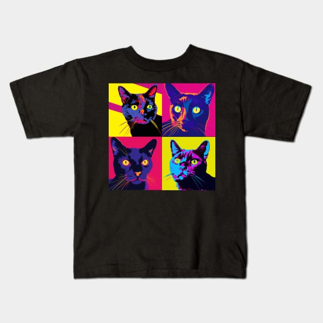 Cat Bombay Pop Art - Cat Lover Gift Kids T-Shirt by PawPopArt